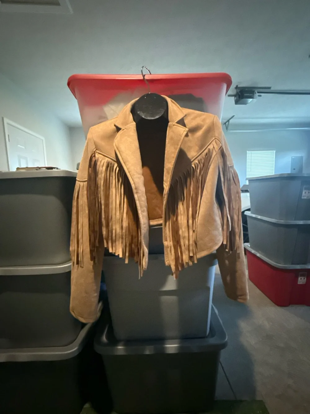 Fringe Suede Crop Jacket - Tan p71 - Picture 4 of 5
